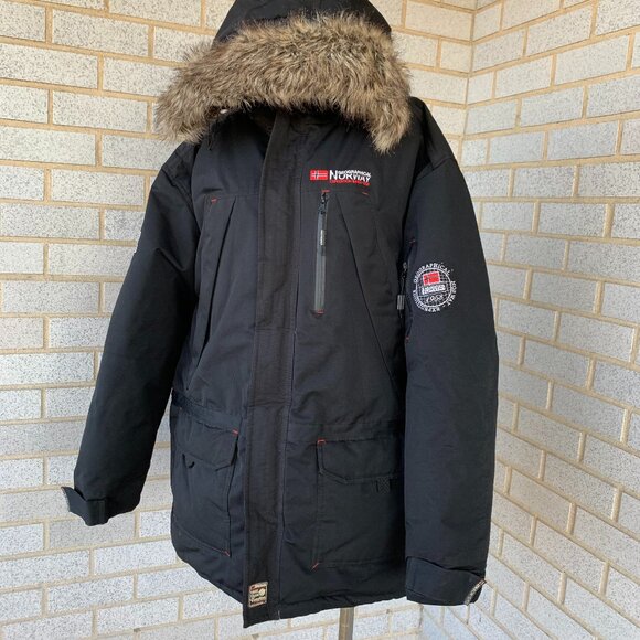 Geographical Norway Jacket HOODED Parka Black Man SIZE XXL